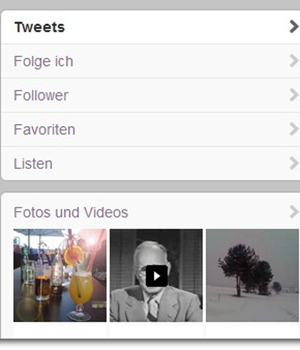 Twitter Menue