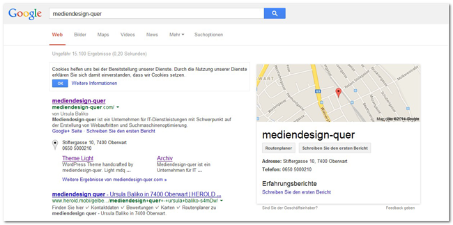 Mein Eintrag bei Google Places