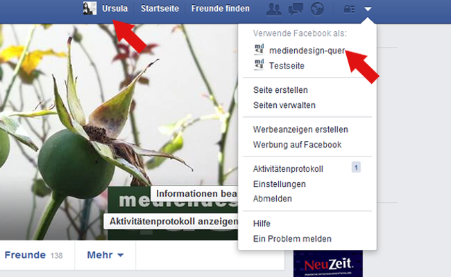 Facebook als Person liken
