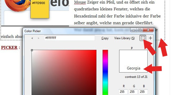 Schriftpicker Rainbow Color Tools