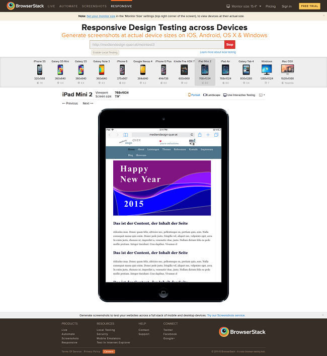 Browserstack Responsive Tester
