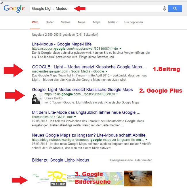 Google Suche - Light Modus