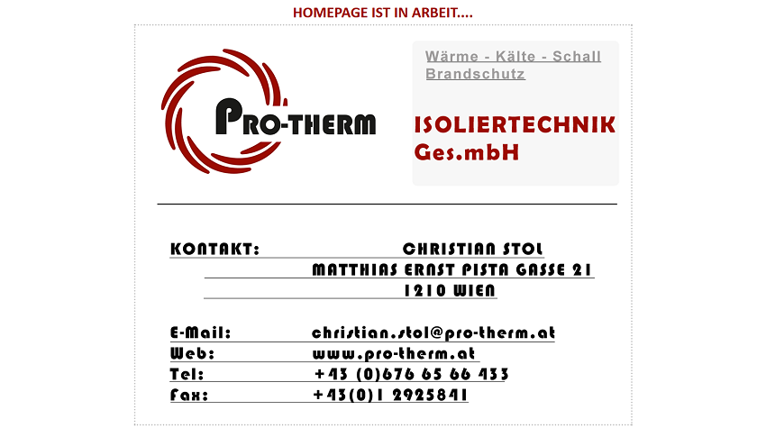 pro-therm.at - Webvisitenkarte