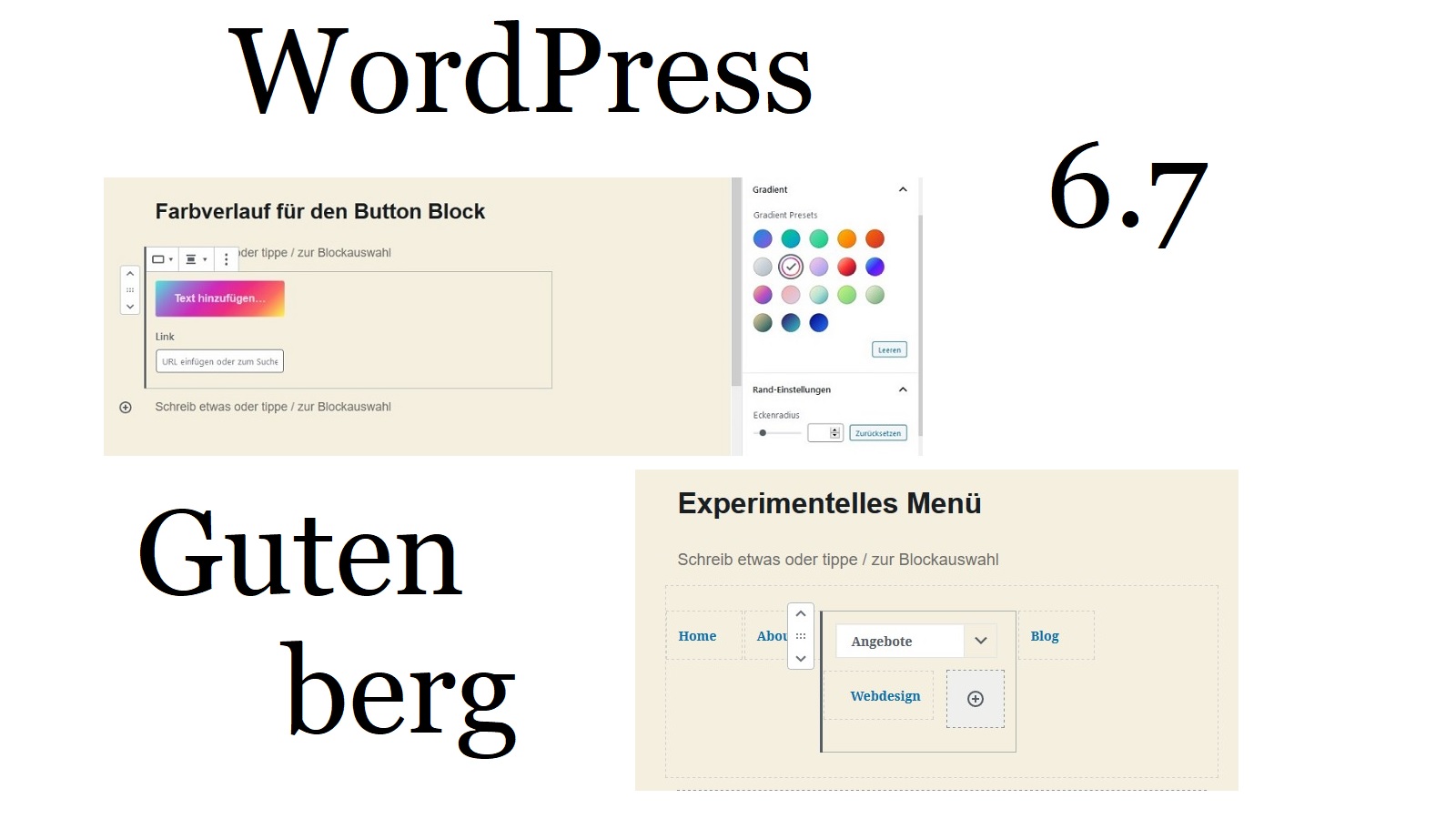 WordPress Gutenberg 6.7 – Farbverlauf für den Button Block