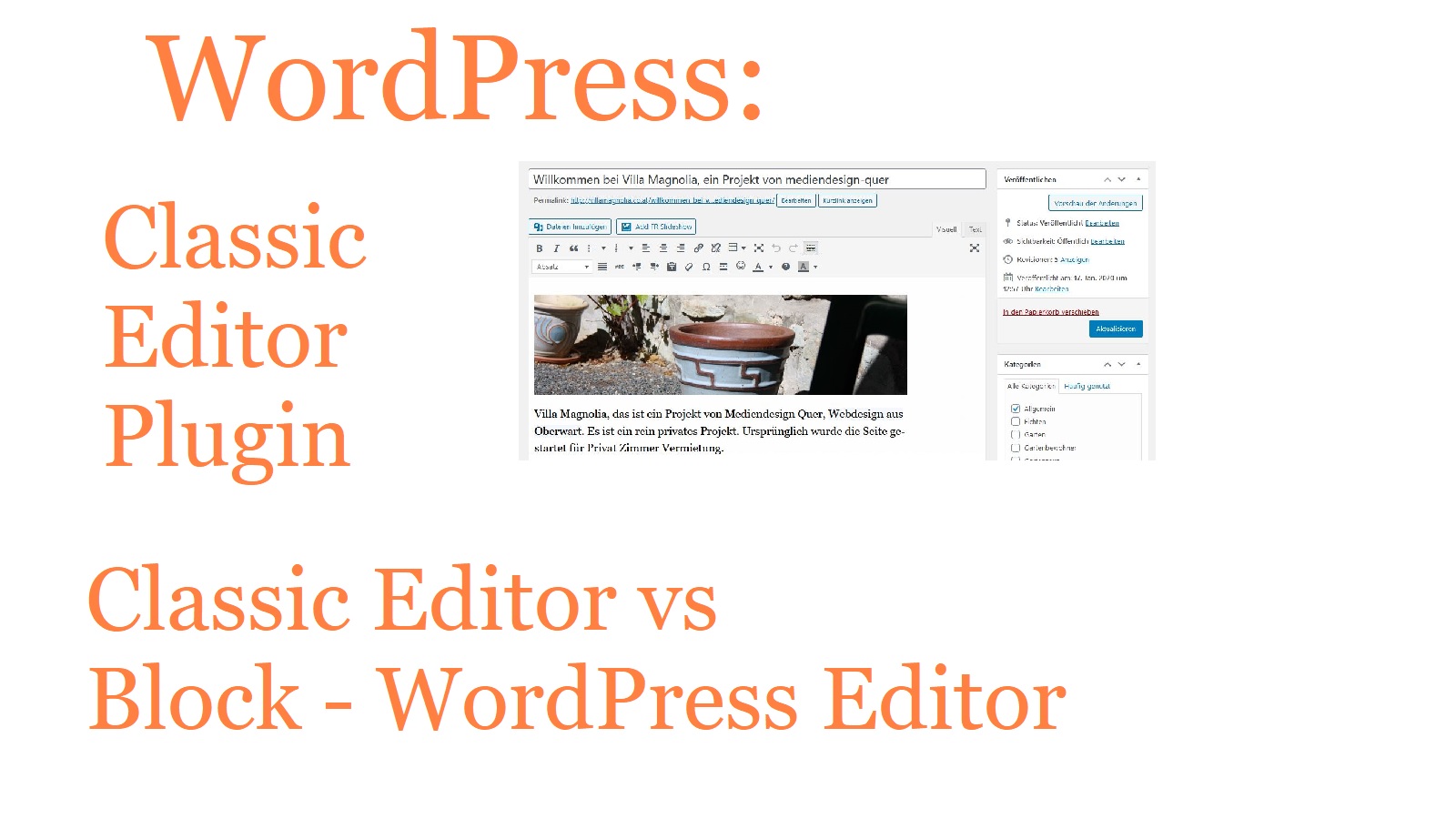 WordPress: Classic Editor vs. Block Editor und Classic Editor Plugin
